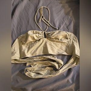 Cotton Candy LA Sage Green Linen Halter top